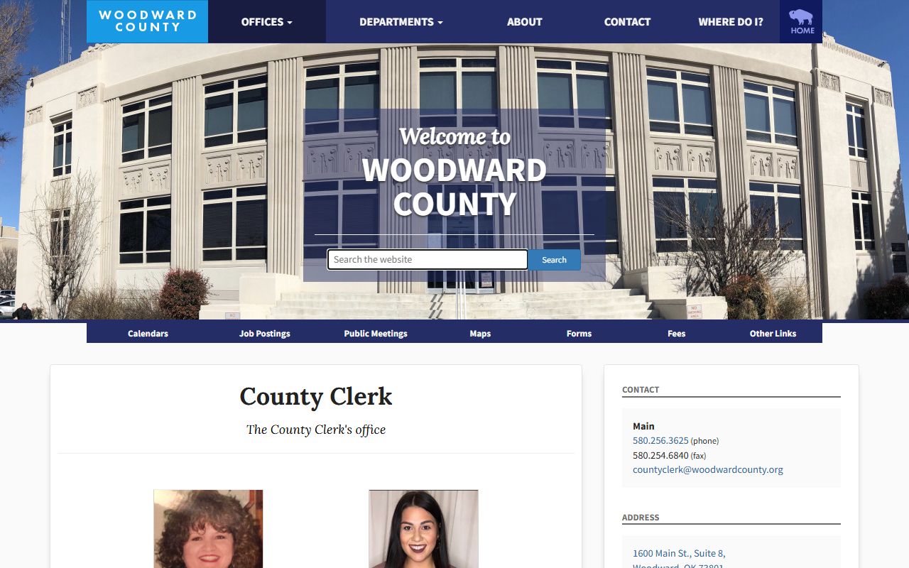 Woodward County Court Clerk distinction from the County Clerk recording office