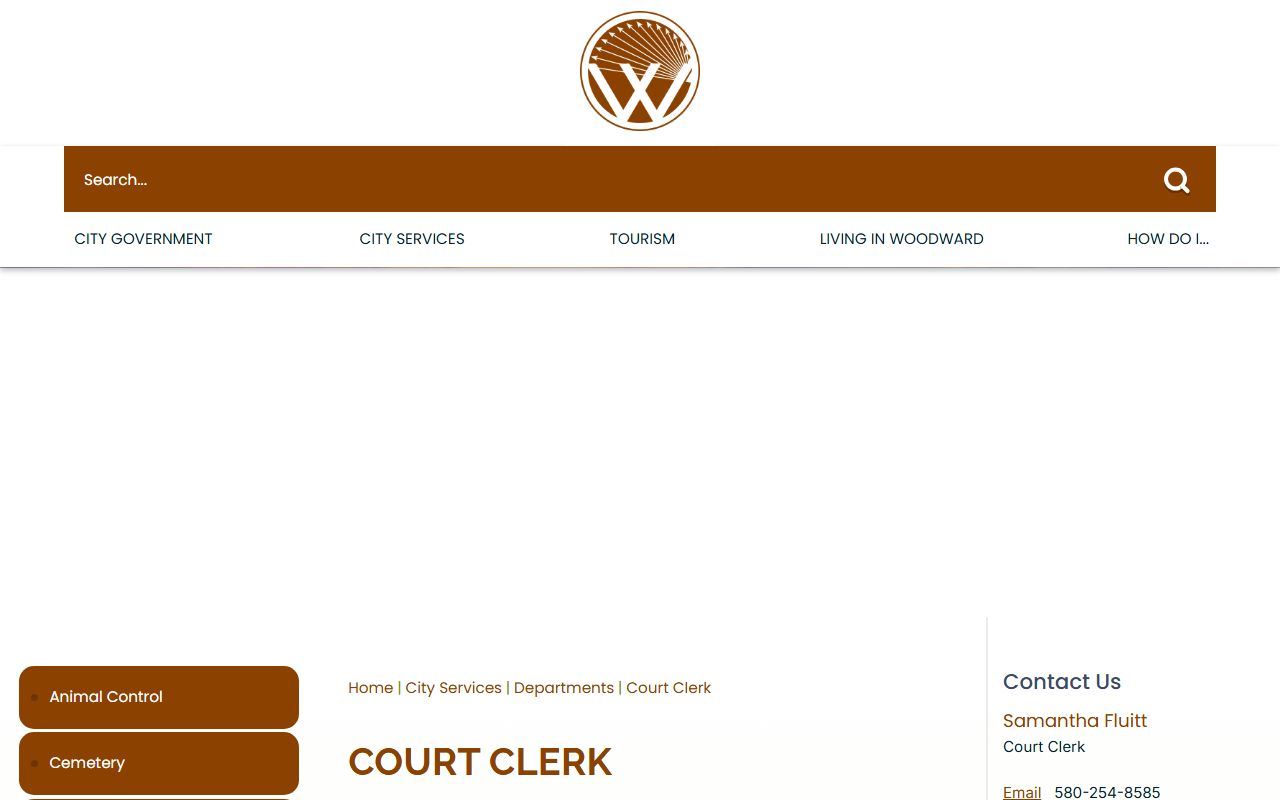 Woodward Municipal Court Clerk page for Woodward County arrest records and court charges
