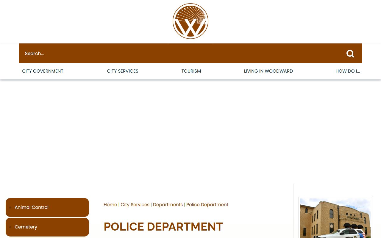 Woodward Police Department page tied to Woodward County arrest records and court charges
