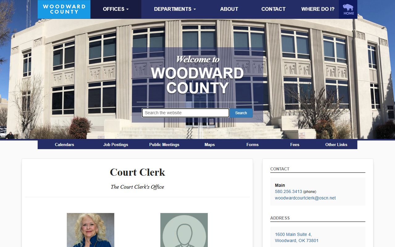 Woodward County Court Clerk office page for court records