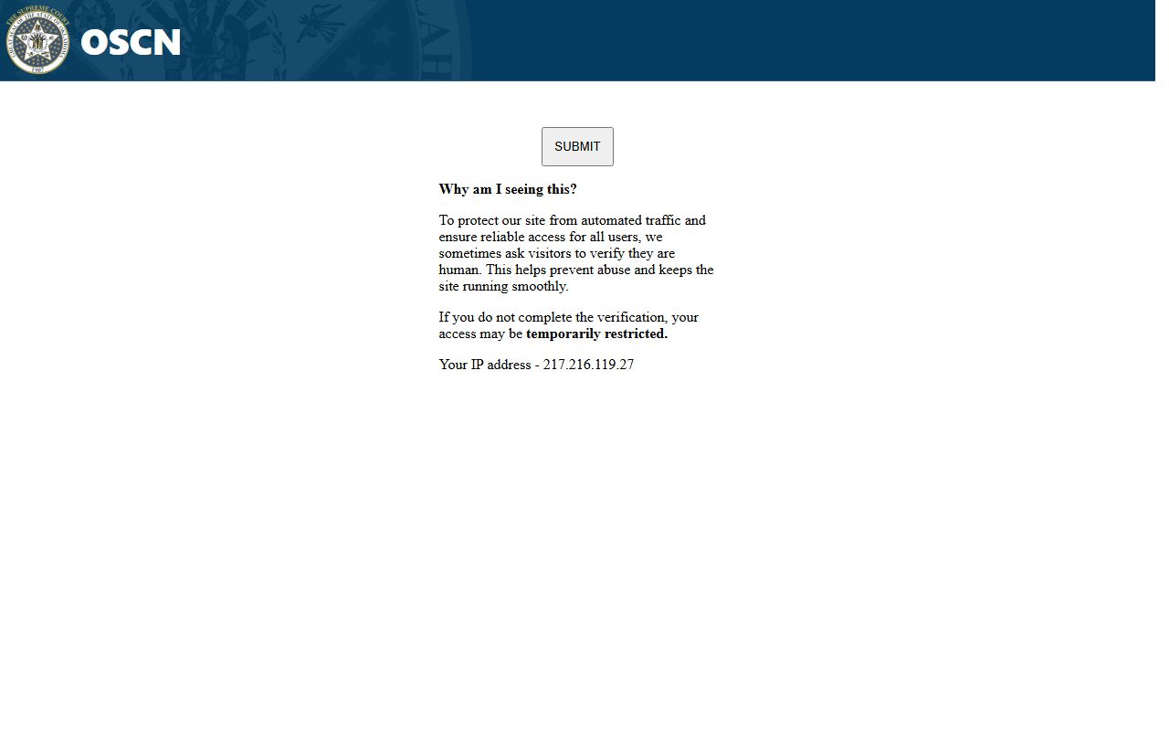 Oklahoma expungement statute on OSCN for Woodward County criminal court records