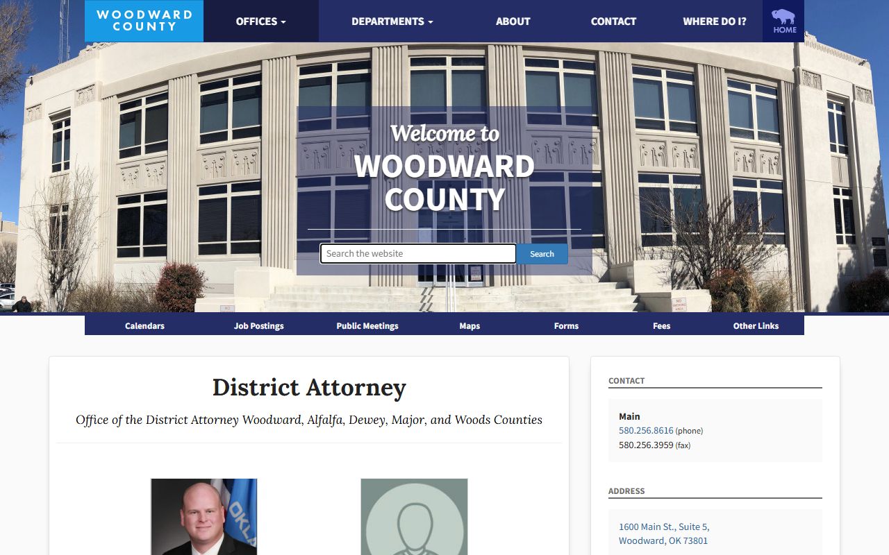 Woodward County District Court district attorney office page