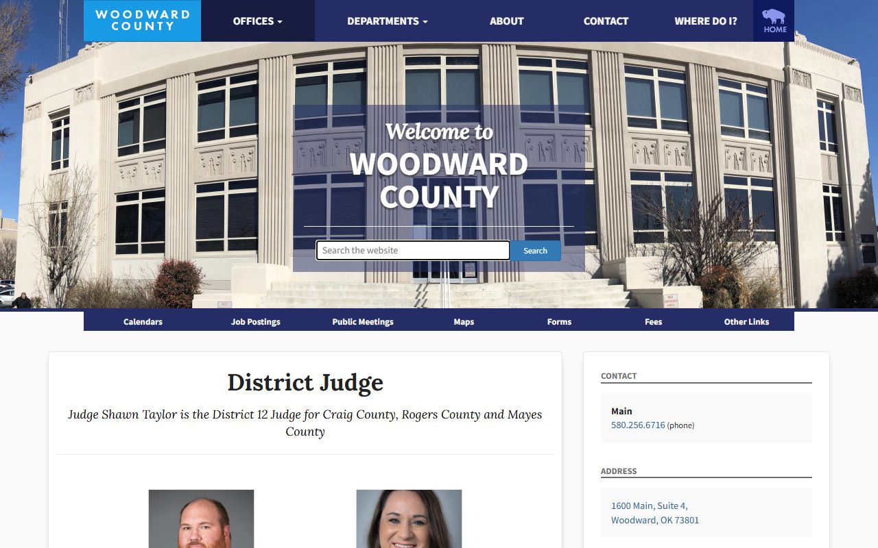Woodward County District Court district judge office page