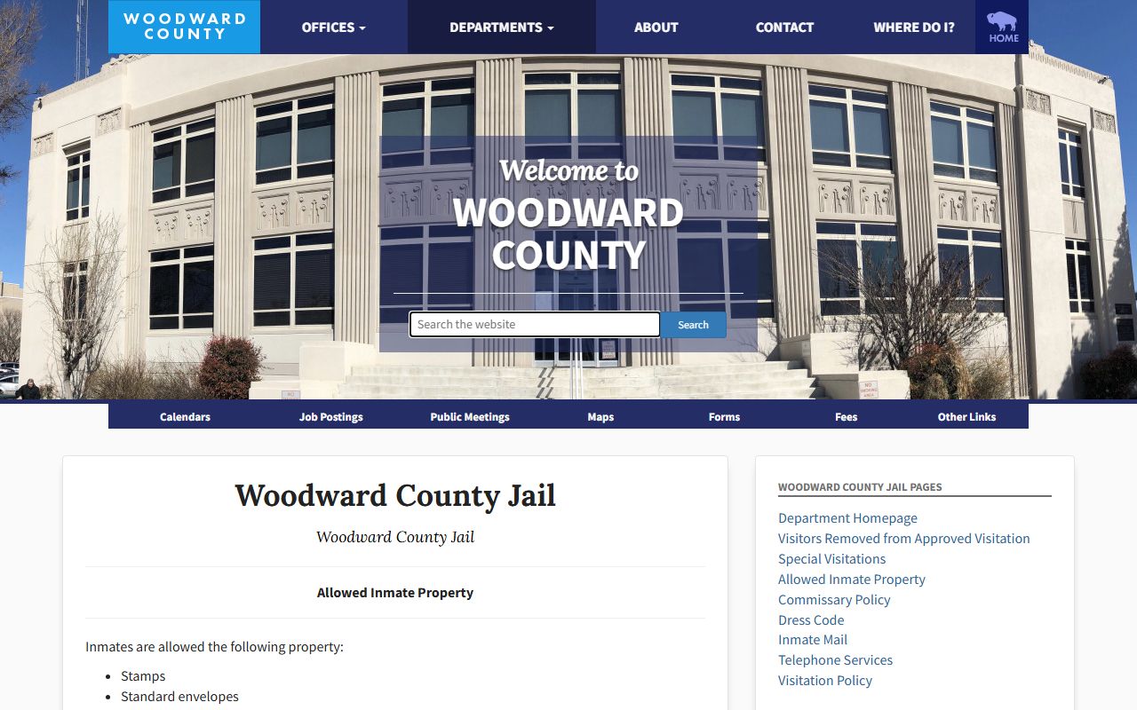 Woodward County jail allowed inmate property policy