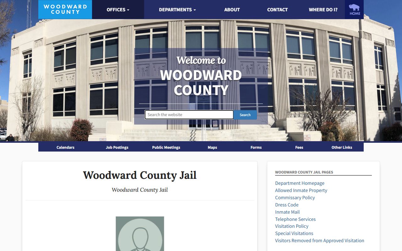 Woodward County jail inmate records department page