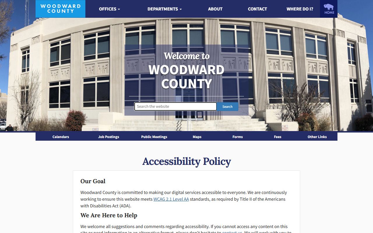 Woodward County digital accessibility statement supporting public access to court records