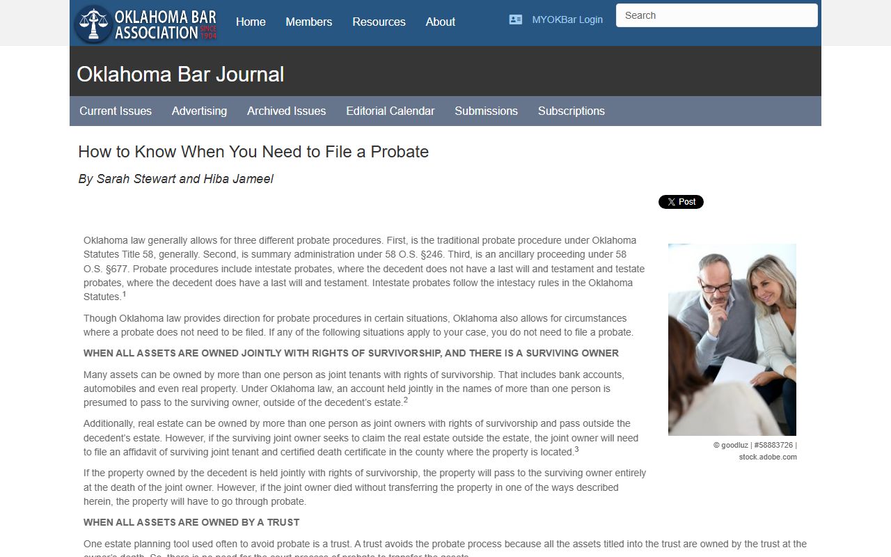 Oklahoma Bar guide to Woodward County probate records and estate proceedings
