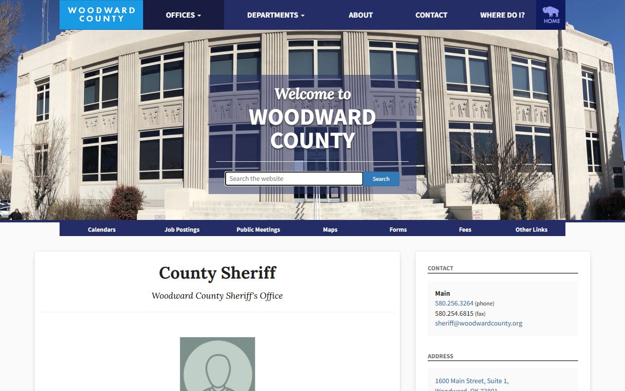 Woodward County Sheriff office page used for Woodward County warrant questions